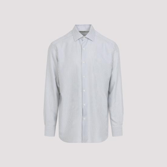 26SS 에르메네질도제냐 긴팔 셔츠 UHX15A3 SLF5 P06 BLUE SCURO RIGATO - ERMENEGILDO ZEGNA