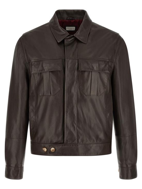 26SS 브루넬로 쿠치넬리 가죽 자켓 MPGBR2068CQV27 Brown