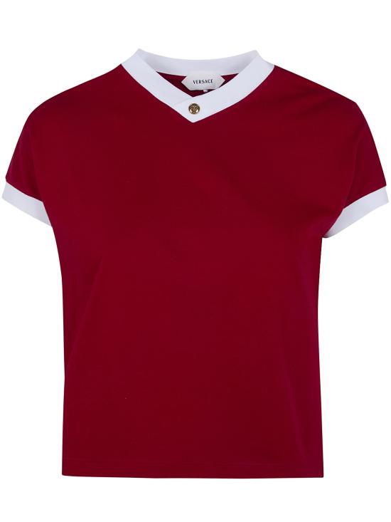 26SS 베르사체 반팔 티셔츠 1023697 1A17894 2RC90 LIPSTICK RED WHITE
