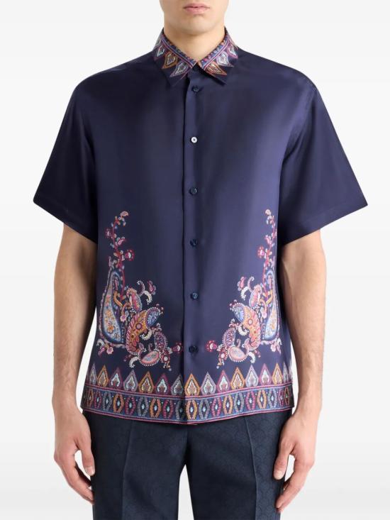 26SS 에트로 반팔 셔츠 MRIC0011 99SP1J5 X0885 BLUE PRINT - ETRO