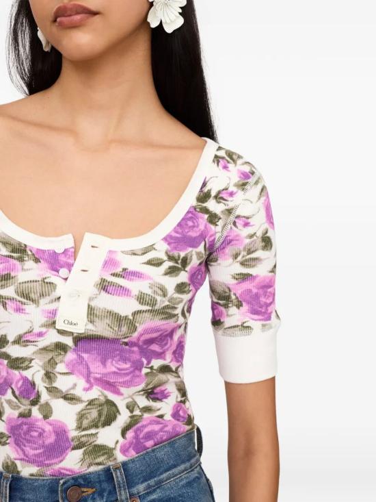 26SS 끌로에 반팔 티셔츠 CH26UJH56909 91O WHITE PURPLE - CHLOE