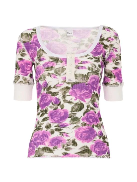 26SS 끌로에 반팔 티셔츠 CH26UJH56909 91O WHITE PURPLE - CHLOE