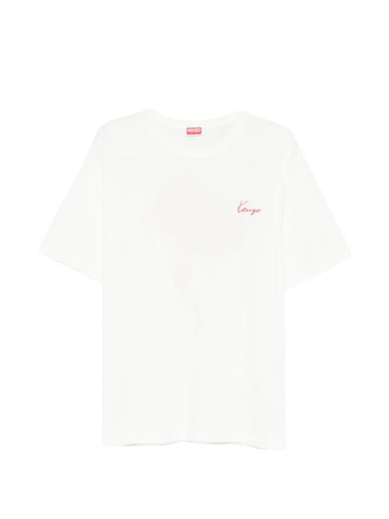 26SS 겐조 Archive Rose 자수 아웃라인 티셔츠 FG55TS2214SK 02 SINGLE JERSEY OFF WHITE - KENZO