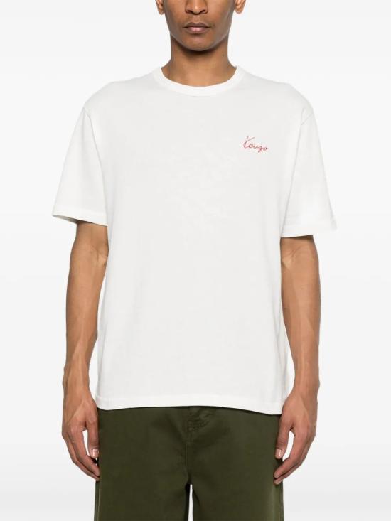 26SS 겐조 Archive Rose 자수 아웃라인 티셔츠 FG55TS2214SK 02 SINGLE JERSEY OFF WHITE - KENZO