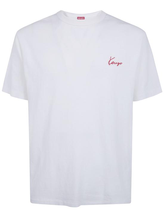 26SS 겐조 Archive Rose 자수 아웃라인 티셔츠 FG55TS2214SK 02 SINGLE JERSEY OFF WHITE