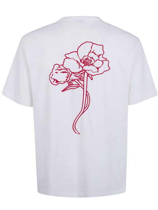 26SS 겐조 Archive Rose 자수 아웃라인 티셔츠 FG55TS2214SK 02 SINGLE JERSEY OFF WHITE - KENZO
