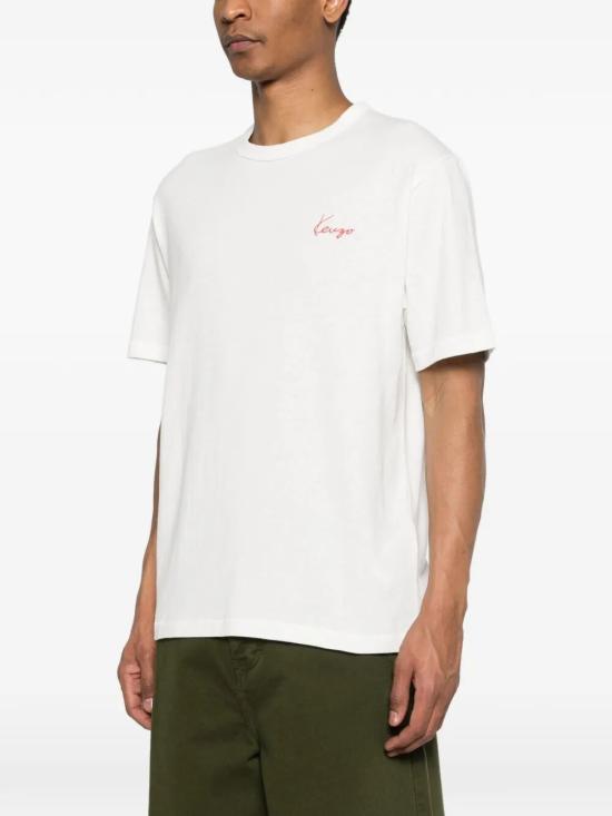 26SS 겐조 Archive Rose 자수 아웃라인 티셔츠 FG55TS2214SK 02 SINGLE JERSEY OFF WHITE - KENZO