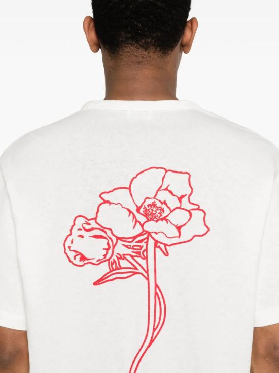 26SS 겐조 Archive Rose 자수 아웃라인 티셔츠 FG55TS2214SK 02 SINGLE JERSEY OFF WHITE - KENZO