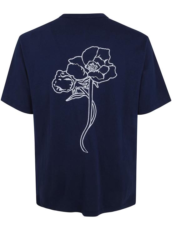 26SS 겐조 Archive Rose 자수 아웃라인 티셔츠 FG55TS2214SK 76 SINGLE JERSEY NAVY BLUE - KENZO