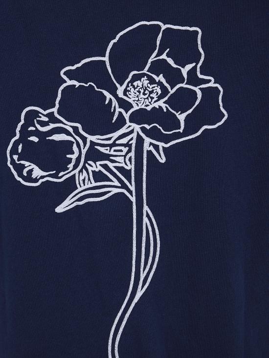 26SS 겐조 Archive Rose 자수 아웃라인 티셔츠 FG55TS2214SK 76 SINGLE JERSEY NAVY BLUE - KENZO