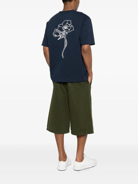 26SS 겐조 Archive Rose 자수 아웃라인 티셔츠 FG55TS2214SK 76 SINGLE JERSEY NAVY BLUE - KENZO