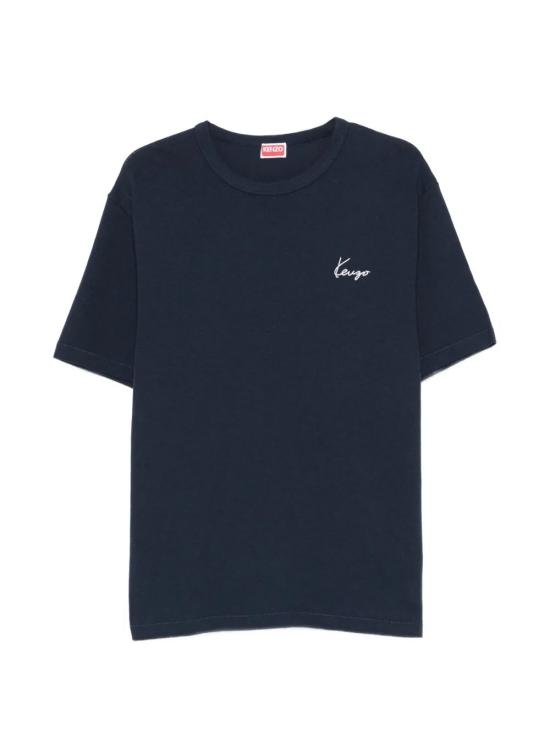 26SS 겐조 Archive Rose 자수 아웃라인 티셔츠 FG55TS2214SK 76 SINGLE JERSEY NAVY BLUE - KENZO