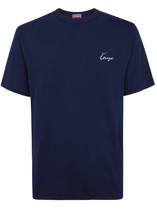 26SS 겐조 Archive Rose 자수 아웃라인 티셔츠 FG55TS2214SK 76 SINGLE JERSEY NAVY BLUE