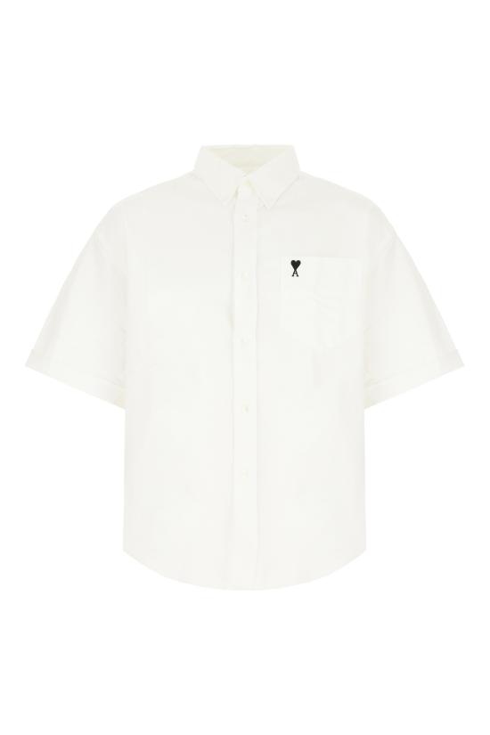 26SS 아미 코튼 박시 자수 아미 드 하트 HSH823CO0031 168 BLANC NATUREL