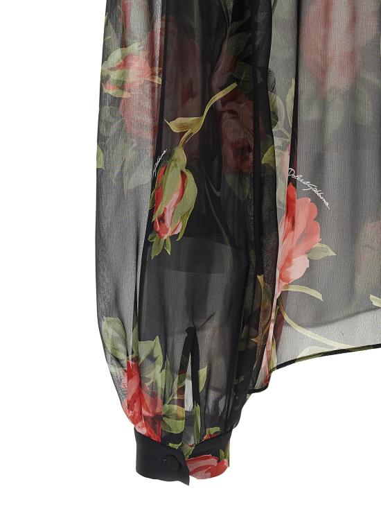 26SS 돌체앤가바나 로즈 부케 프린트 쉬폰 탑 F7BJ2TIS11FHN5ZN - DOLCE & GABBANA