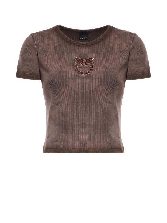 26SS 핑코 반팔 티셔츠 107311 A3H5L72 BROWN