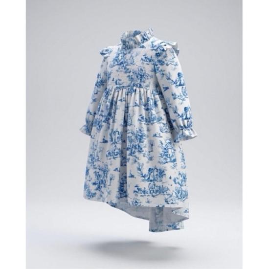  [키즈] 파이퍼 앤 클로스 원피스 파이퍼앤클로스 아동용 아오키 긴팔 드레스 블루 토일 - PIPER&CLOTH