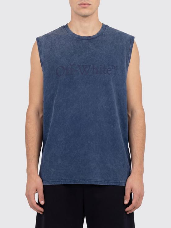 26SS 오프화이트 반팔 티셔츠 OMAC02FS26JER001 4001 Blue