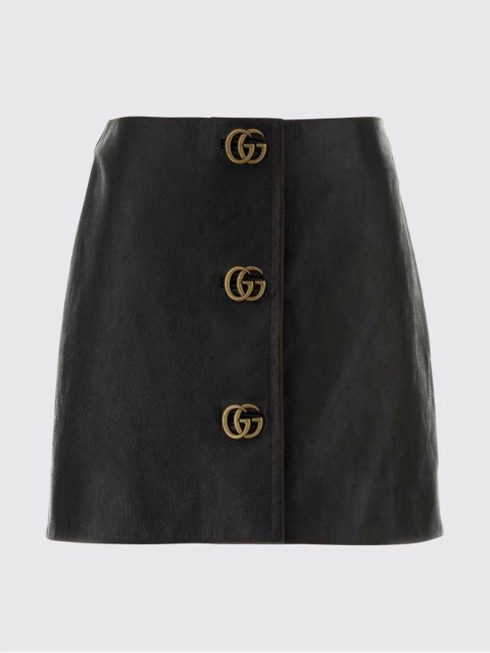 26SS 구찌 에이지드 이펙트 레더 미니 스커트 864538XNBAC 1087 Black - GUCCI