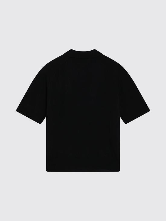 26SS 아미 스몰 하트 로고 메리노 니트 울 숏슬리브 폴로 HPL438KN0039 0180 Black - AMI
