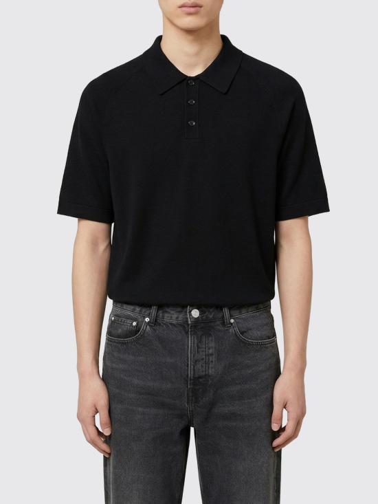 26SS 아미 스몰 하트 로고 메리노 니트 울 숏슬리브 폴로 HPL438KN0039 0180 Black