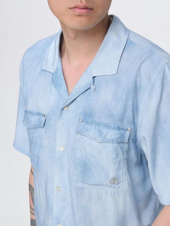 26SS 무스너클 반팔 셔츠 M16MT718H1 1921 Gnawed Blue - MOOSE KNUCKLES