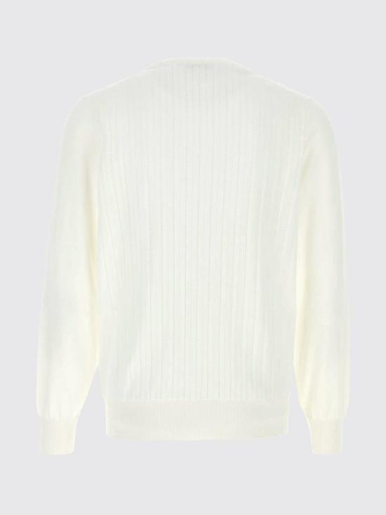 26SS 브루넬로 쿠치넬리 코튼 텍스처드 립 니트 스웨터 M29204000 C2723 White - BRUNELLO CUCINELLI