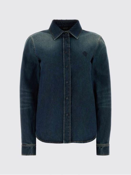 26SS 구찌 자수 코튼 데님 셔츠 864711XDDFW 4011 Blue - GUCCI