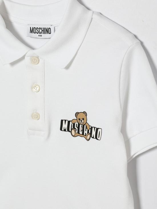 26SS [키즈] 모스키노 폴로 셔츠 HSM03YLFA09 10101 White - MOSCHINO