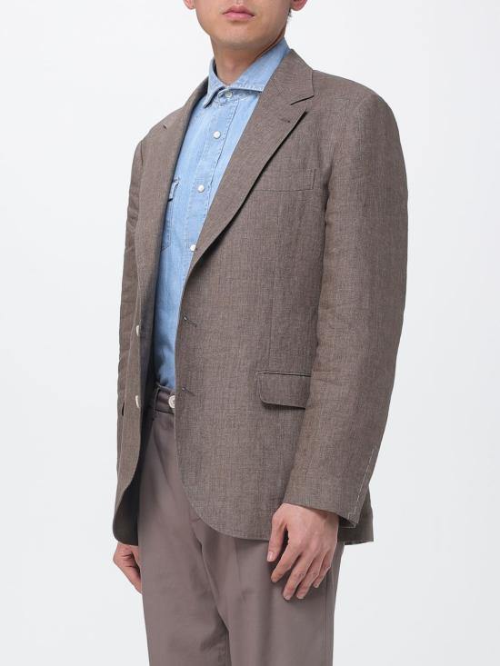 26SS 브루넬로 쿠치넬리 리넨 디컨스트럭티드 재킷 MB4307BTDA C089 Brown - BRUNELLO CUCINELLI