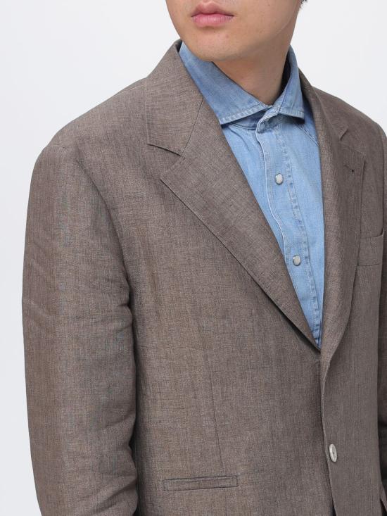 26SS 브루넬로 쿠치넬리 리넨 디컨스트럭티드 재킷 MB4307BTDA C089 Brown - BRUNELLO CUCINELLI
