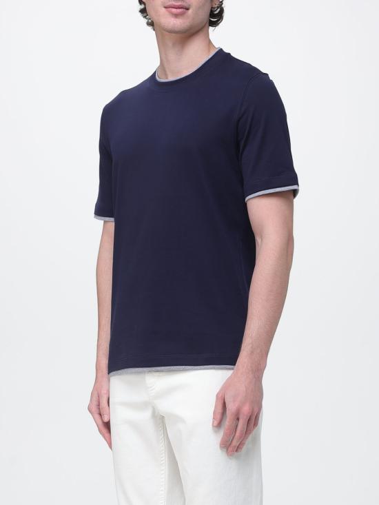 26SS 브루넬로 쿠치넬리 자수 로고 티셔츠 M0B137427 CD325 Cobalt - BRUNELLO CUCINELLI