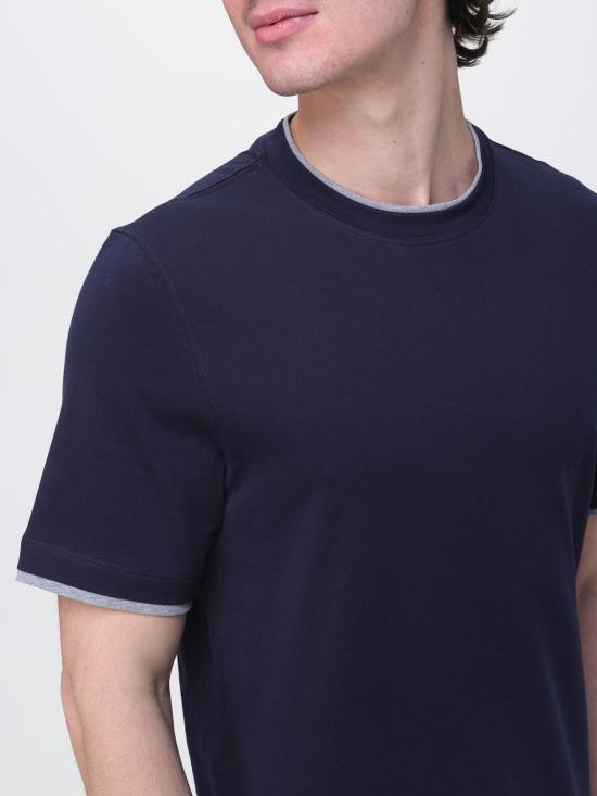 26SS 브루넬로 쿠치넬리 자수 로고 티셔츠 M0B137427 CD325 Cobalt - BRUNELLO CUCINELLI