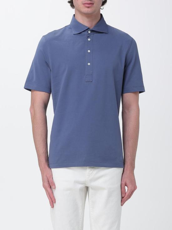26SS 브루넬로 쿠치넬리 폴로 티셔츠 M0B133915 C7860 Denim
