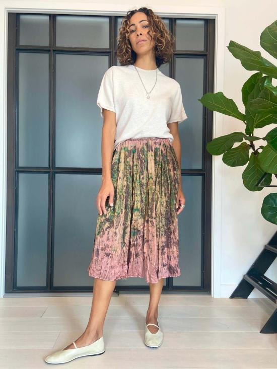  예세이트 미디 스커트 예사엣 만테 실크 스커트 멀티 - YESAET