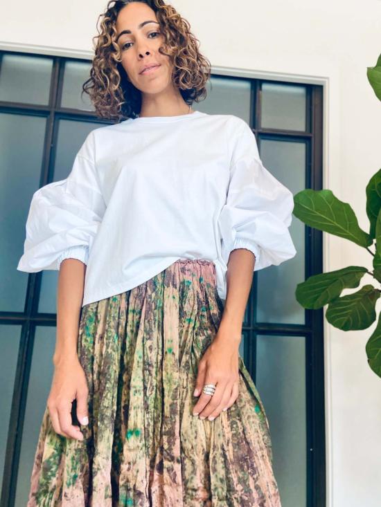  예세이트 미디 스커트 예사엣 만테 실크 스커트 멀티 - YESAET