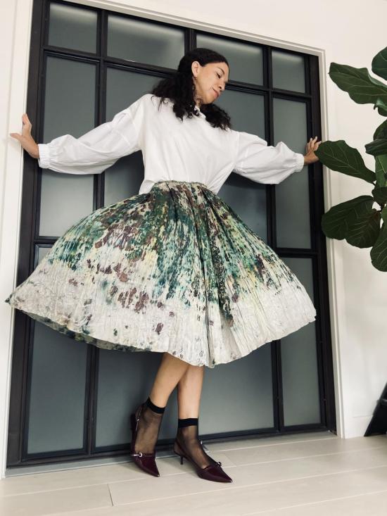  예세이트 미디 스커트 예사엣 만테 실크 스커트 멀티 - YESAET
