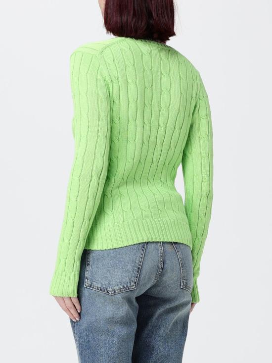 26SS 폴로 랄프로렌 포니로고 피마 코튼 케이블 니트 V넥 스웨터 211971870 505 Forest Green - POLO RALPH LAUREN