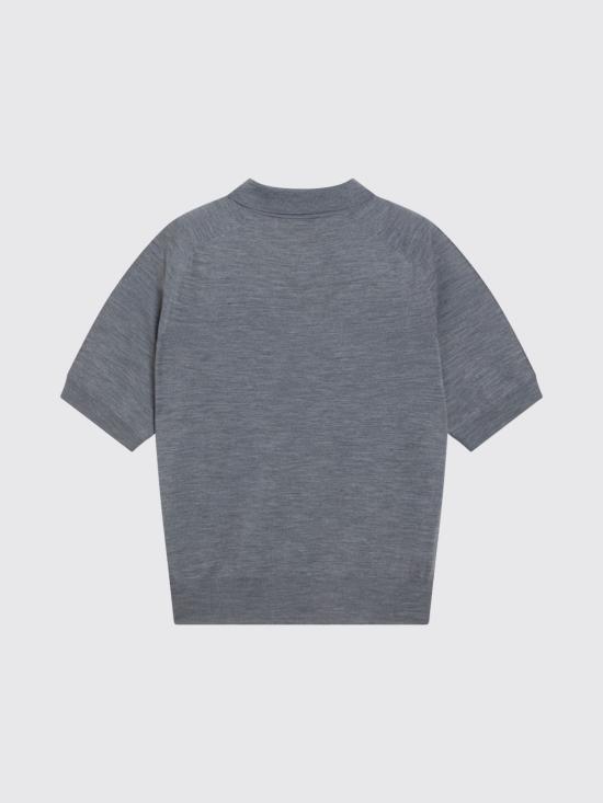 26SS 아미 스몰 하트 로고 메리노 니트 울 숏슬리브 폴로 HPL438KN0039 0504 Grey - AMI