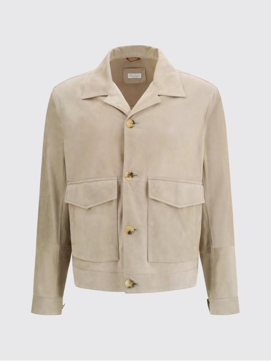 26SS 브루넬로 쿠치넬리 스웨이드 언라인드 자켓 MPCFN2064 C8087 Kaki - BRUNELLO CUCINELLI