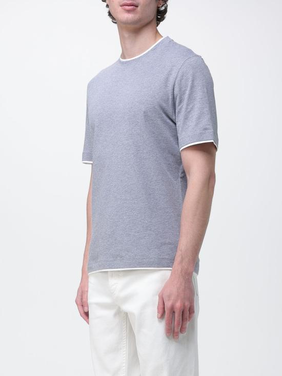 26SS 브루넬로 쿠치넬리 자수 로고 티셔츠 M0B137427 CY918 Grey - BRUNELLO CUCINELLI
