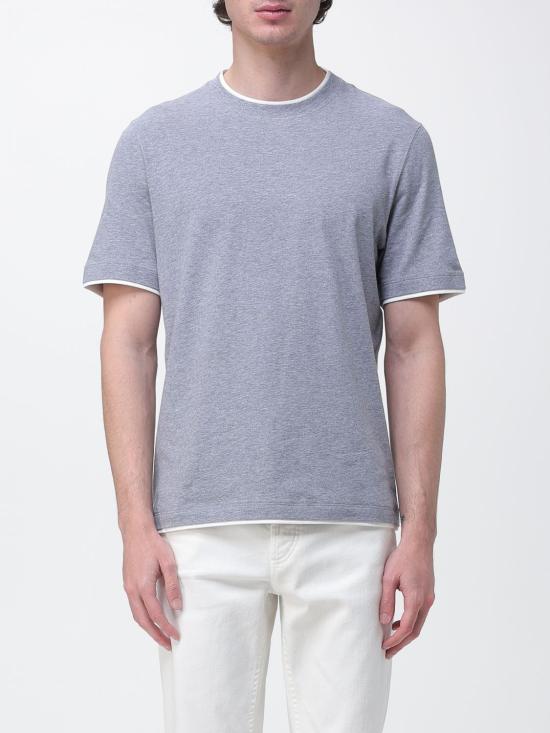 26SS 브루넬로 쿠치넬리 자수 로고 티셔츠 M0B137427 CY918 Grey
