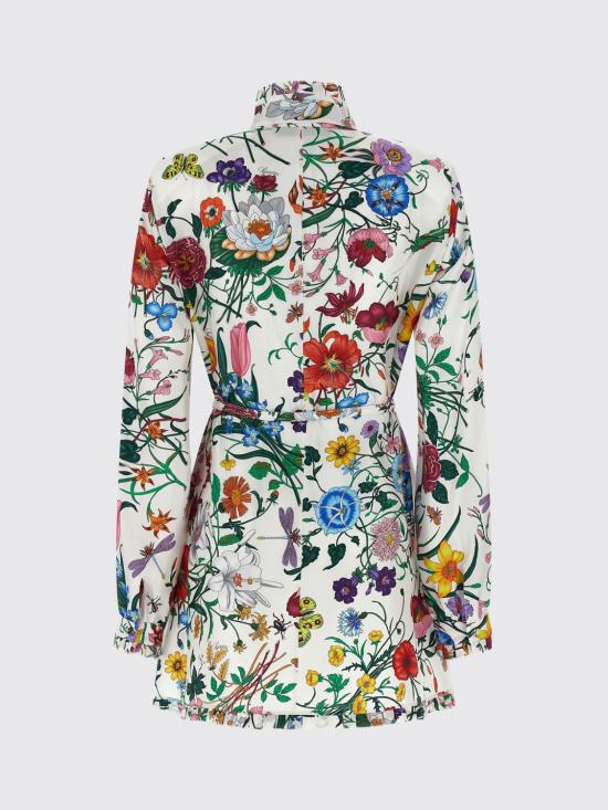 26SS 구찌 플로라 프린티드 실크 트윌 미니 드레스 864362ZAUU8 9413 White - GUCCI
