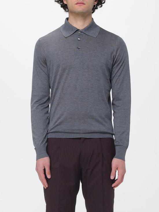 26SS 브루넬로 쿠치넬리 니트 폴로 셔츠 MNB805415 C074 Charcoal