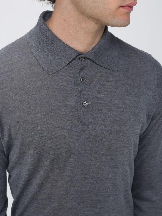 26SS 브루넬로 쿠치넬리 니트 폴로 셔츠 MNB805415 C074 Charcoal - BRUNELLO CUCINELLI