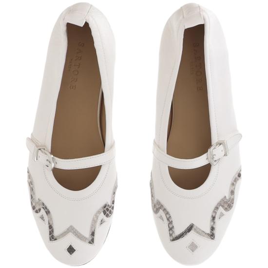 26SS 사르토르 플랫 슈즈 SR4913P02NAPPABIANCO6000PITONEROCCIA White - SARTORE