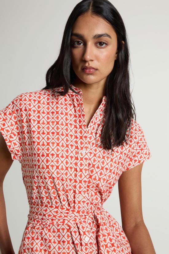 26SS 울리치 미디 원피스 CFWWDR2021FRUT5402 5549 Paprika tile bloom - WOOLRICH