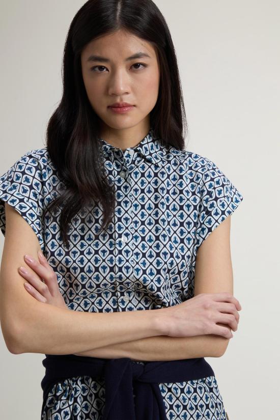 26SS 울리치 미디 원피스 CFWWDR2021FRUT5402 31219 Blue tile bloom - WOOLRICH