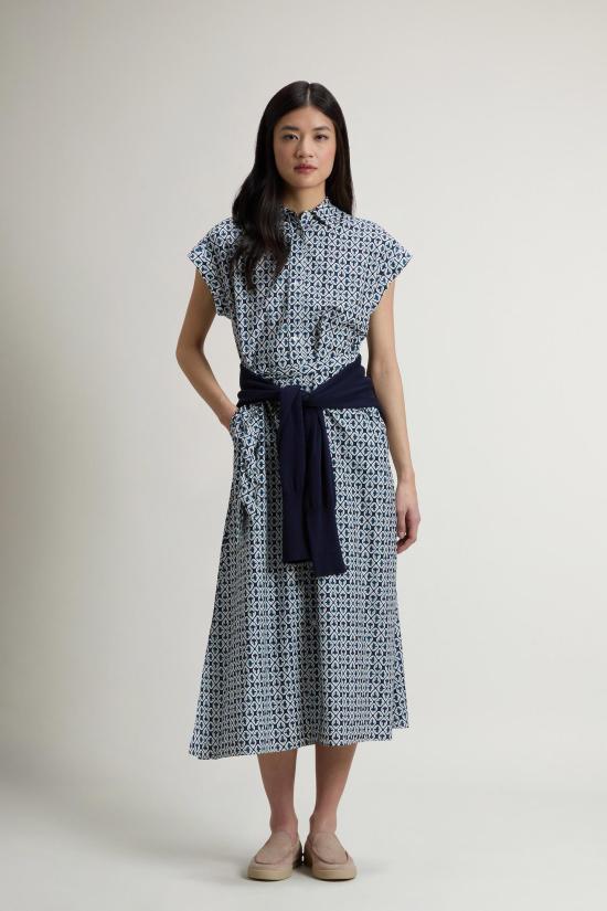 26SS 울리치 미디 원피스 CFWWDR2021FRUT5402 31219 Blue tile bloom - WOOLRICH