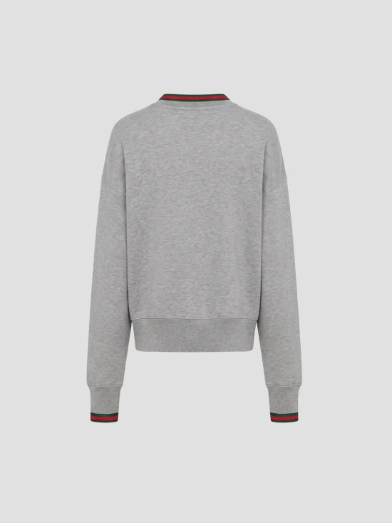 26SS 구찌 웹 코튼 저지 스웨트셔츠 847933XJHIR 1160 GREY MELANGE - GUCCI